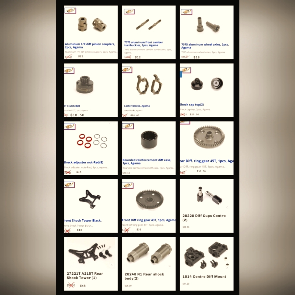 AGAMA RACING   A8 and A215E 8th scale RC parts